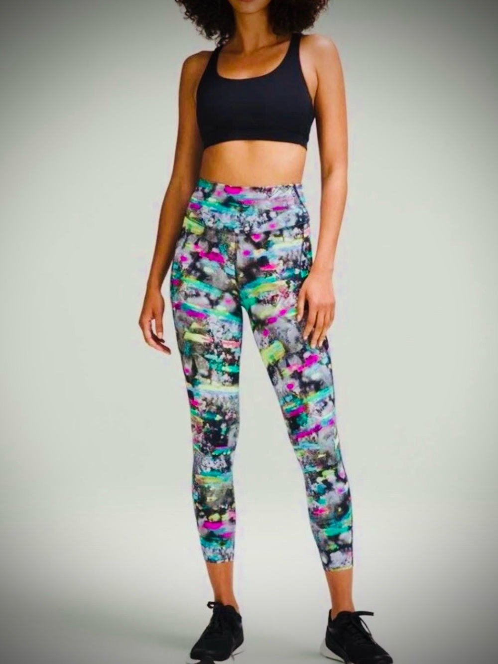 Lululemon Fast Free High-Rise 23" Crop Womens 8 Legging Paint Drift Multi Nulux - Picture 10 of 13